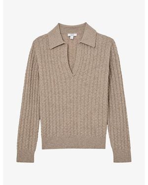 Reiss Millie Cable-Knit Wool-Blend Sweater - Natural