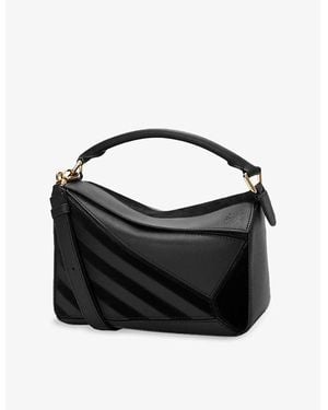Loewe Puzzle Stripes Small Leather Top-Handle Bag - Black