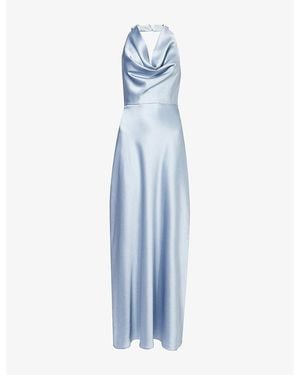 4th & Reckless Phoebe Cowl-Neck Satin Maxi Dress - Blue