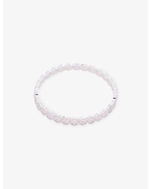 Lisa Gozlan The Mini Pavé Happy Face-Plated Brass And Cubic Zirconia Bracelet - White