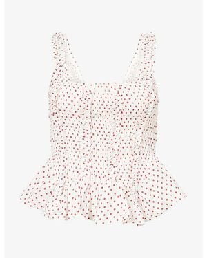 Damson Madder Raphi Shirred Poplin Cotton Cami Top - White