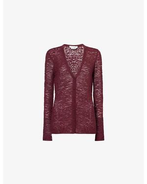 Gabriela Hearst Ultraris Wool-Silk Open-Knit Cardigan - Red