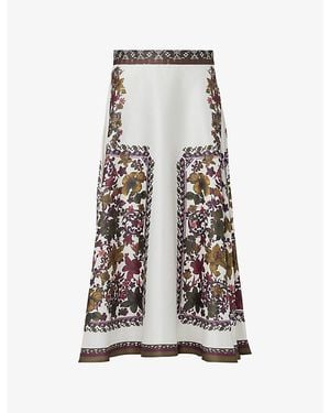 eem Floral-Print High-Waist Woven Maxi Skirt - Brown