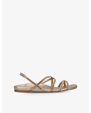 Pedro Garcia Bera Crystal-Embellishment Leather Sandals - Metallic
