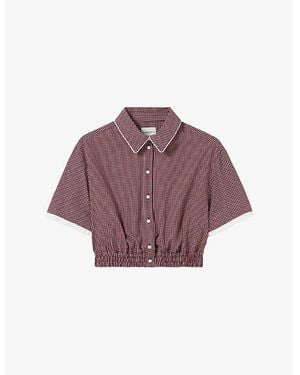 Claudie Pierlot Checked Cropped Cotton Shirt - Purple