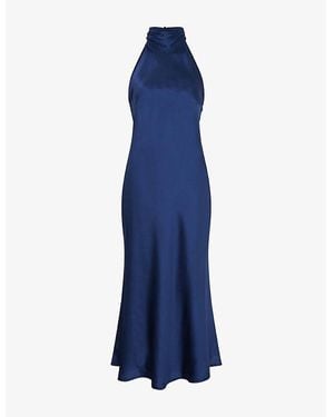 OMNES Seychelles Drape-Back Woven Maxi Dress - Blue