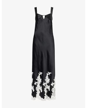 Jonathan Simkhai Lea Lace-Trim Satin Maxi Dress - Black