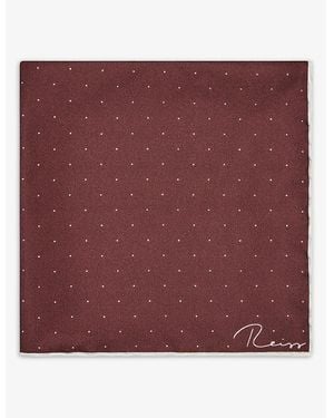 Reiss Liam Polka-Dot Logo-Print Silk Pocket Square - Purple