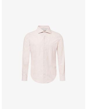 Eleventy Long-Sleeve Cotton-Linen Shirt - Pink