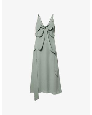 Acne Studios Bow Sleeveless Silk Midi Dress - Green