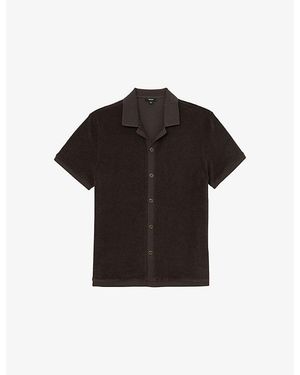 Reiss Eden Cuban-Collar Towelling Shirt - Black