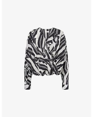Dries Van Noten Printed Wrap-Front Cotton Shirt - Black