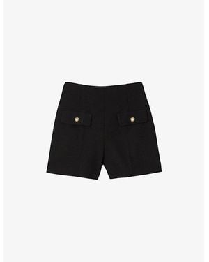 Sandro High-Rise Centre-Crease Stretch-Woven Shorts - Black