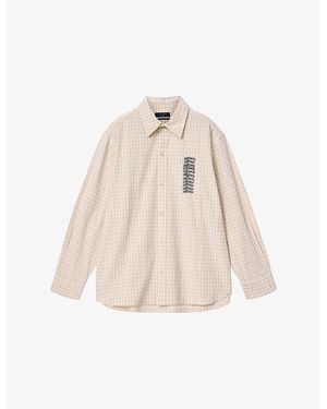 AllSaints Repeater Logo-Embroidered Checked Cotton Shirt - Natural