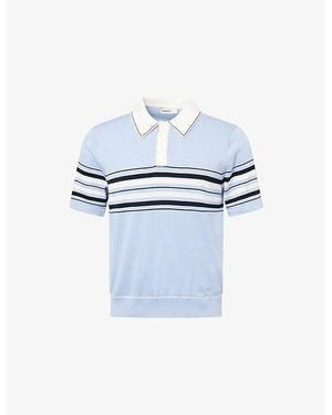 Jonathan Simkhai Brandon Popver Cotton Polo Shirt - Blue