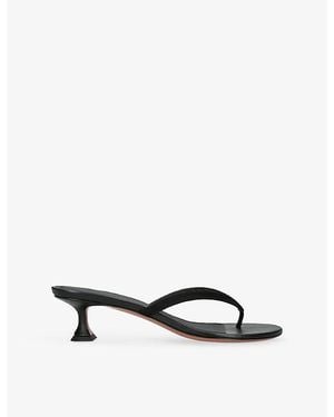 AMINA MUADDI Juliette 45 Thong Leather Heels - White