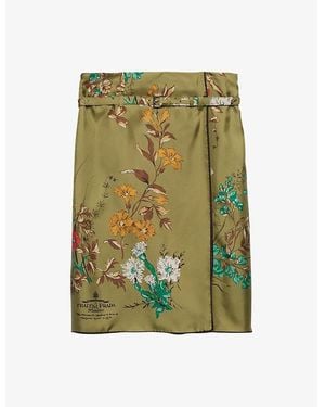 Prada Sand-Coloured Mini Skirt With Silk Print in White | Lyst