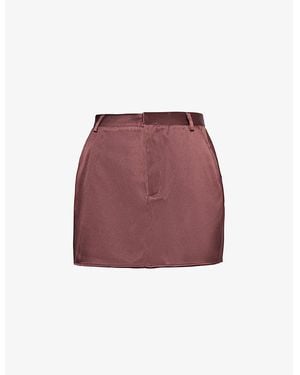 Pretty Lavish Beck Welt-Pocket Satin Mini Skirt - Red