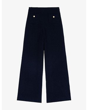 Maje Flared High-Rise Stretch-Woven Trousers - Blue