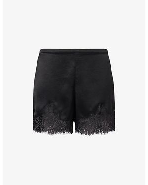 Reformation Fern Lace-Trim Satin Shorts - Black