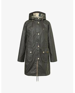 Barbour Marcy Hooded Waxed-Cotton Parka - Grey