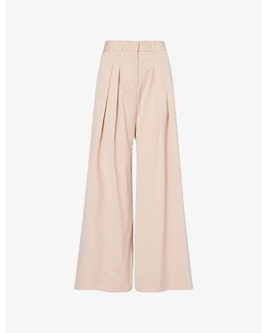 ME+EM Pleat-Front Wide-Leg Wool-Blend Pants - Pink