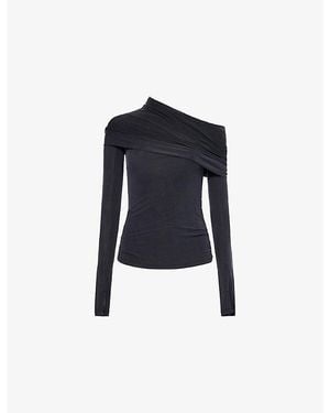 Peachy Den Kylie Cold-Shoulder Stretch-Woven Top - Blue