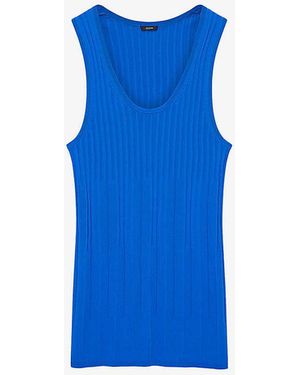 JOSEPH Ribbed Scoop-Neck Knitted Tank Top - Blue