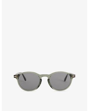 Tom Ford Ft1331 Prescott Round-Frame Acetate Sunglasses - Gray