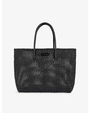 Sandro Branded-Patch Woven Tote Bag - Black