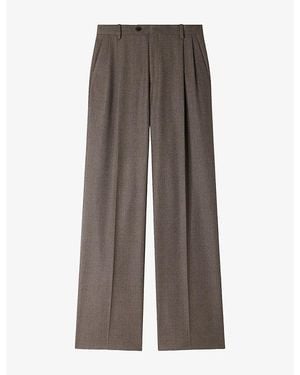 Sandro Tailored Straight-Leg Wool Suit Pants - Brown