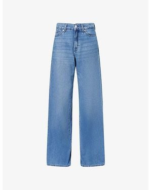7 For All Mankind Lotta Wide-Leg Denim-Blend Jeans - Blue