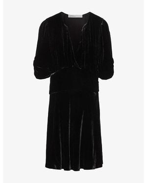 AllSaints Ena V-Neck Velvet Mini Dress - Black