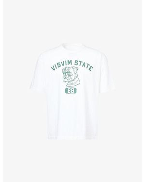 Visvim Graphic-Print Crew-Neck Cotton T-Shirt - Blue