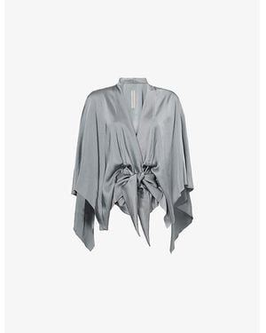 Rick Owens Half Moon Draped Satin Top - Grey