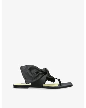 Givenchy Boudoir Bow Flat Leather Sandals - Black