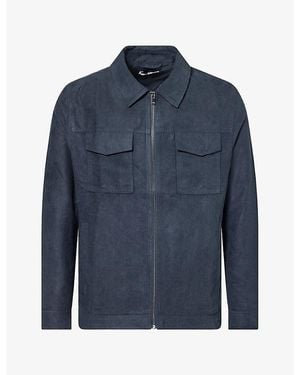 Arne Slim-Fit Faux Suede Jacket - Blue