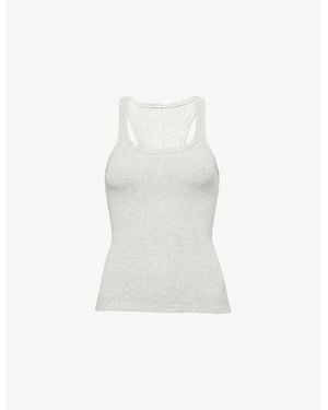 ADANOLA Scoop-Neck Ribbed Knit Top - White