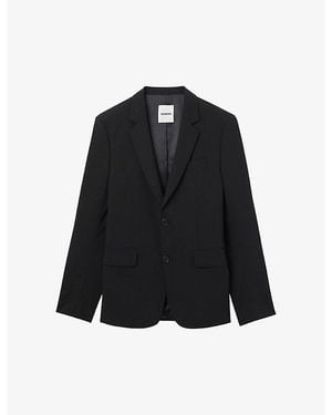 Sandro Single-Breasted Virgin-Wool Jacket - Black