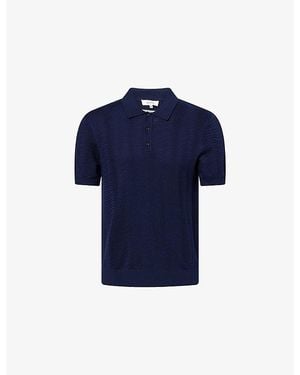 Arne Arles Wave Textured Woven Polo Shirt - Blue