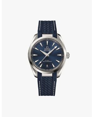 Omega 220.12.38.20.03.001 Seamaster Aqua Terra Steel And Rubber Automatic Watch - Blue