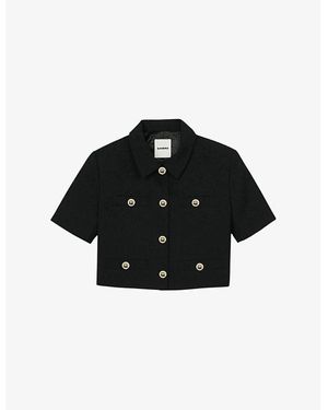 Sandro Short-Sleeve Embellished Jacket - Black