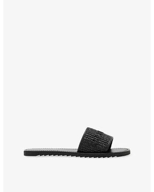 AllSaints Hoxton Raffia Slides - Black