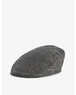 Dents Manorbrook Flat-Crown Herringbone Wool Cap - Grey