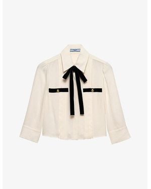 Prada Pleated Sablé Woven Shirt - Natural