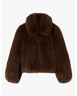 Whistles Collared Regular-Fit Faux-Fur Jacket - Brown