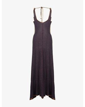 Marni Scoop-Neck Linen-Viscose Knit Maxi Dress - Purple