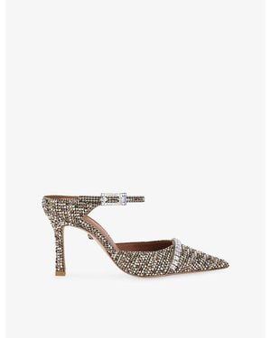 Kurt Geiger Strass Woven Heeled Mules - White