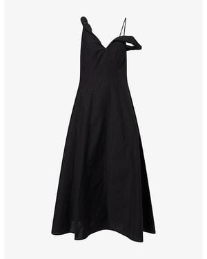 RÓHE Frames Twisted Off-Shoulder Cotton-Blend Dress - Black