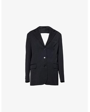Simone Rocha Pearl-Embellished Baloon-Sleeve Denim Jacket - Blue